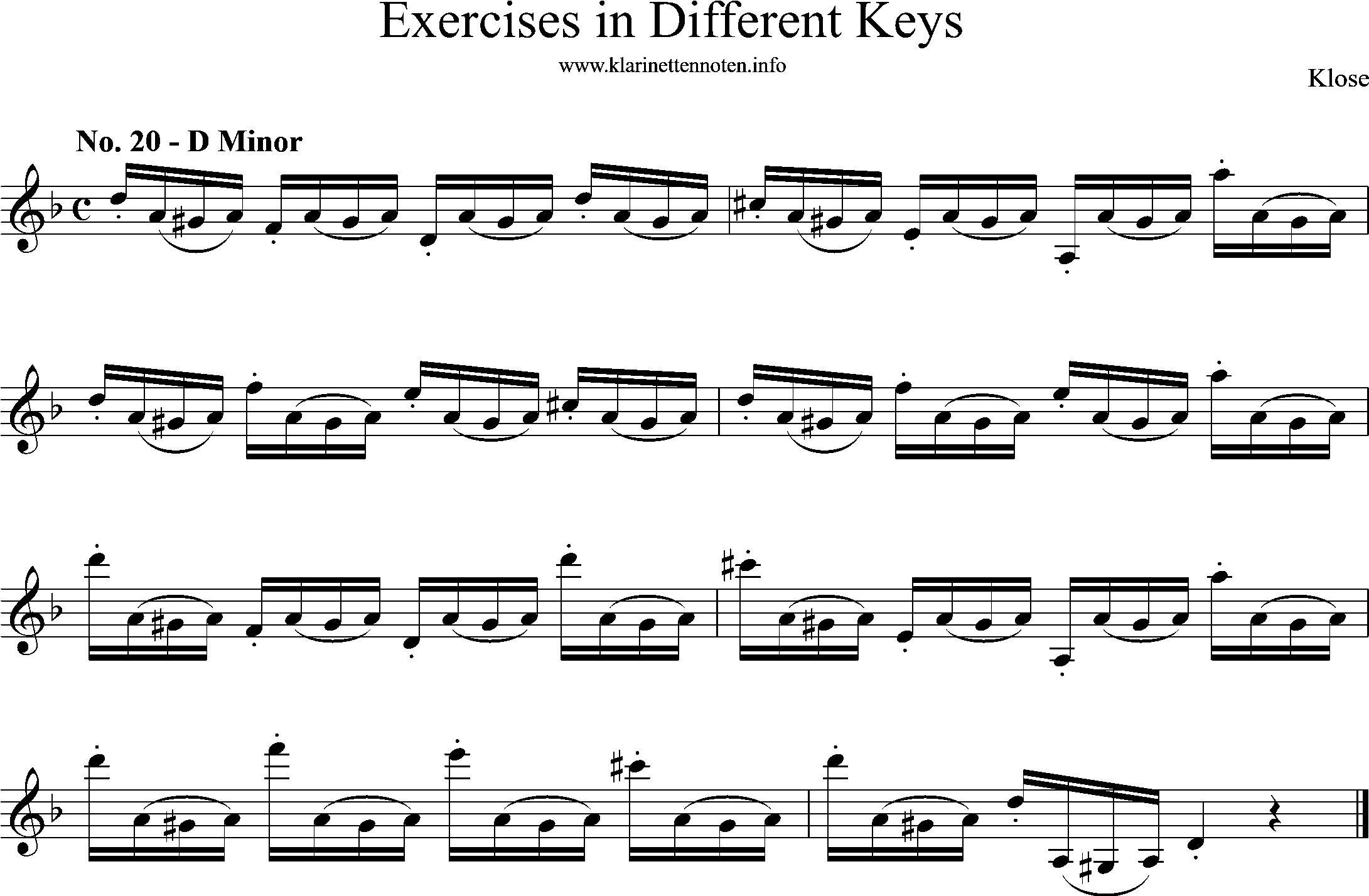 Exercises in Differewnt Keys, klose, No-20, D-Minor